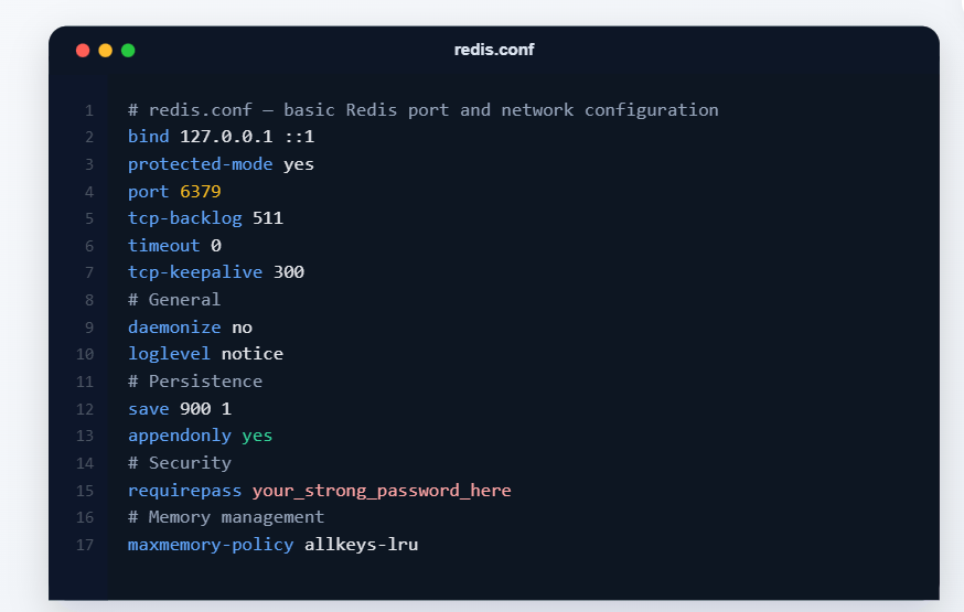 Настройка порта Redis в файле redis.conf